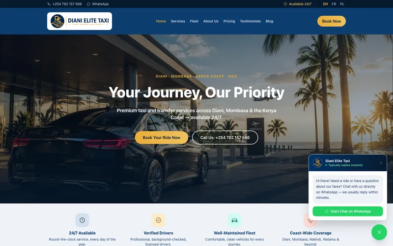 Diani Elite Taxi premium coastal fleet and airport transfer platform